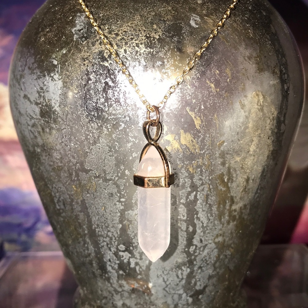 Rose Quarts Inspired Gem Neckalce